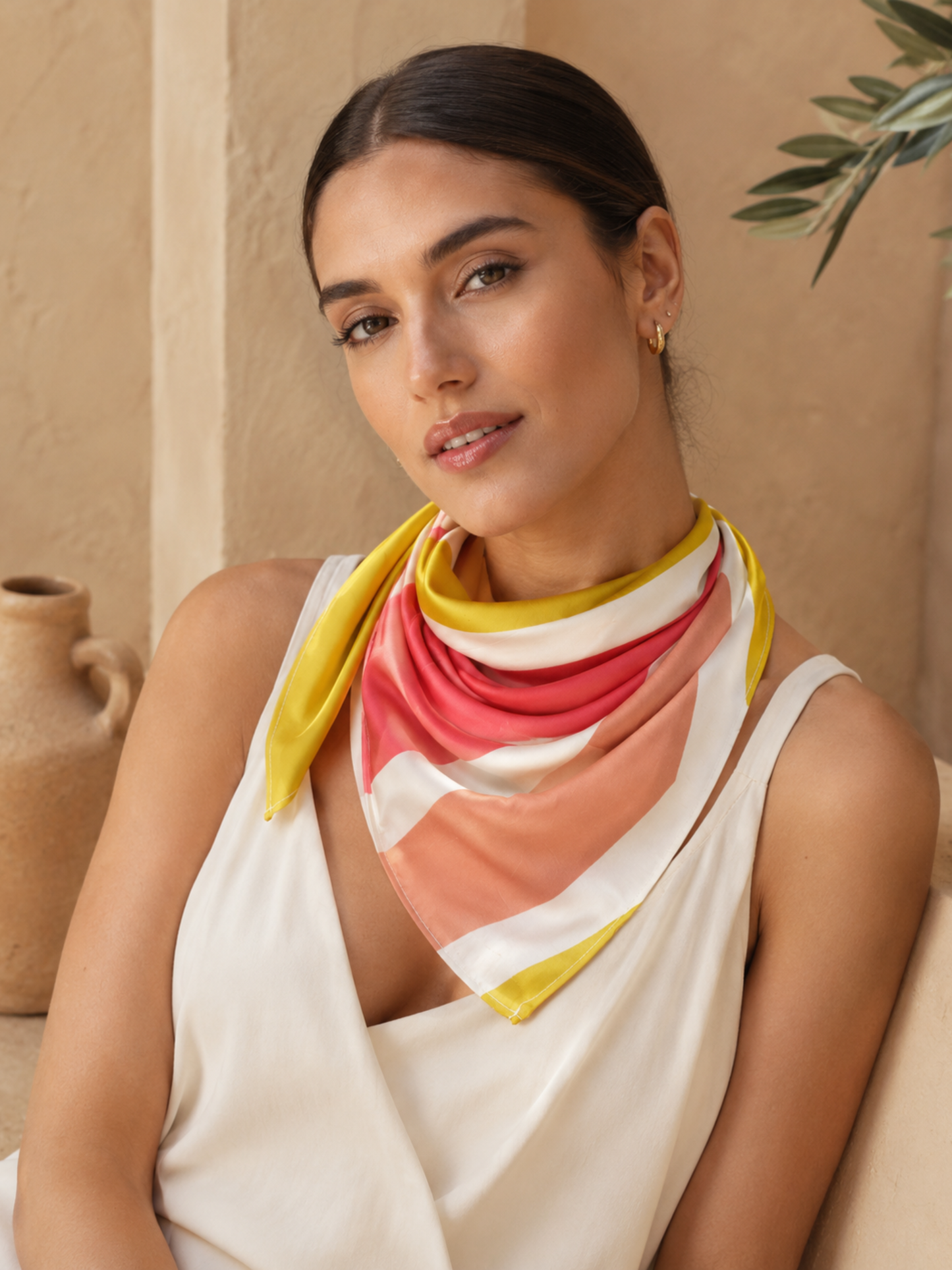 Sunset Geometry | Modal Silk Scarf