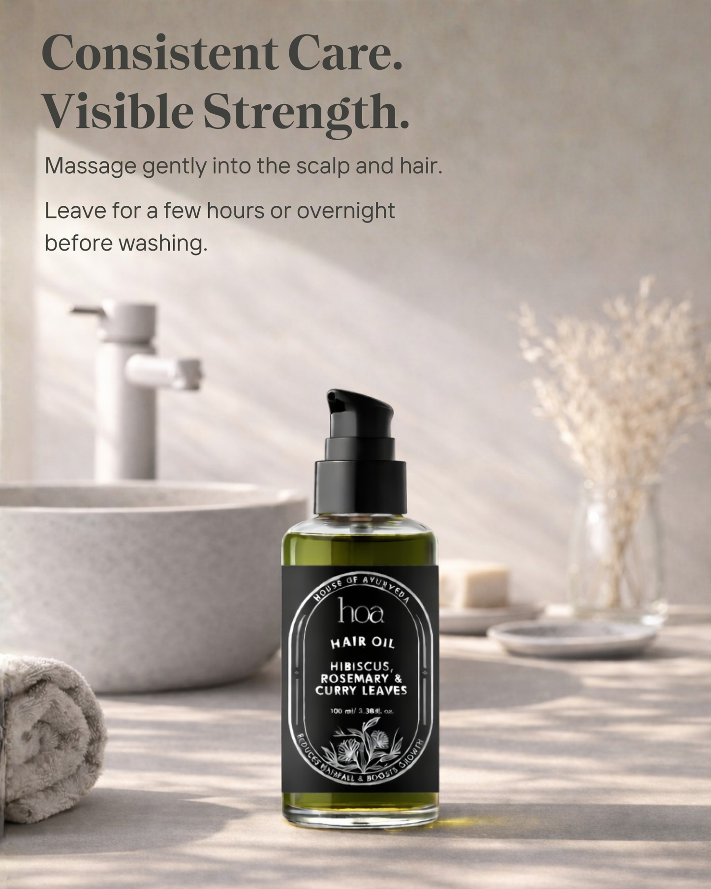 HOA Hibiscus, Rosemary & Curry Leaves Hair Oil