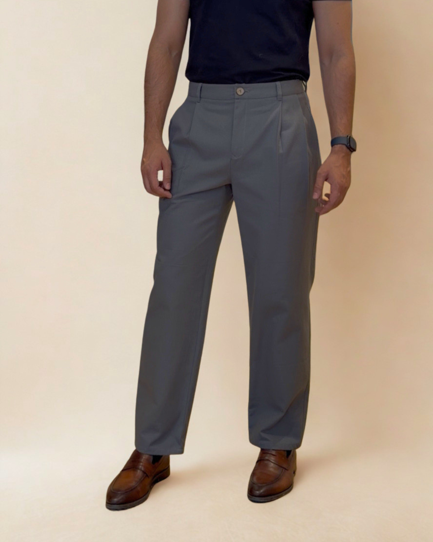 Kensington Trousers | Gunmetal Gray | Relaxed Straight Fit | Organic Cotton Canvas