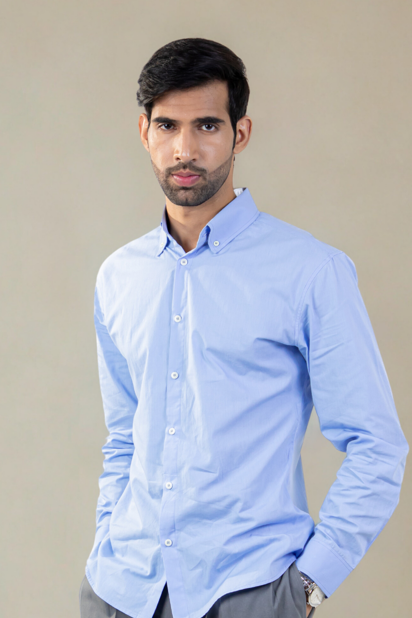 Slim fit Mayfair Shirt | Powder Blue | Organic Cotton
