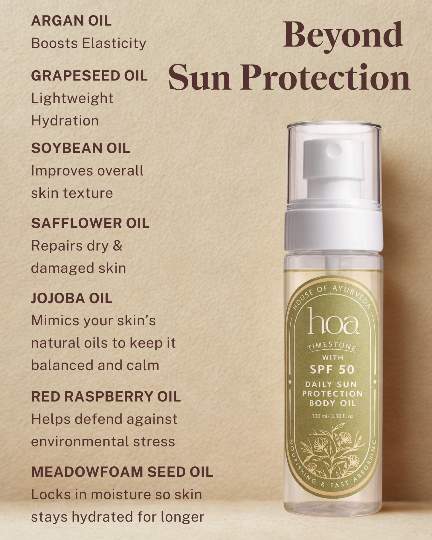 Time Stone SPF 50 Body Oil – Hydrating Glow & Sun Protection
