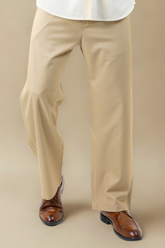 Regent Trousers | Beige | Tailored Wide Leg