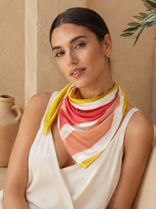 Sunset Geometry | Modal Silk Scarf