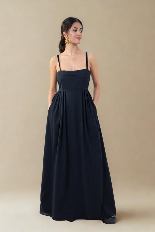 Florence Maxi Dress with pockets | Black