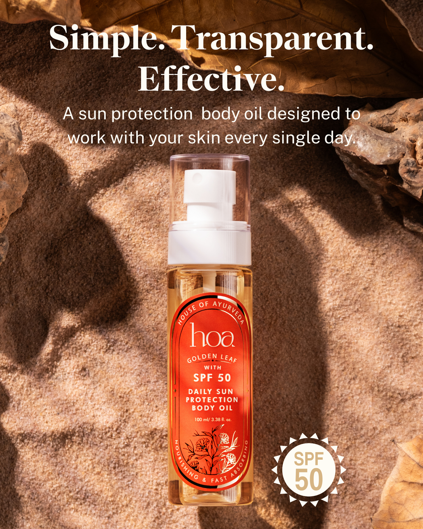 HOA Golden Leaf Daily Sun Protection Body Oil with SPF 50
