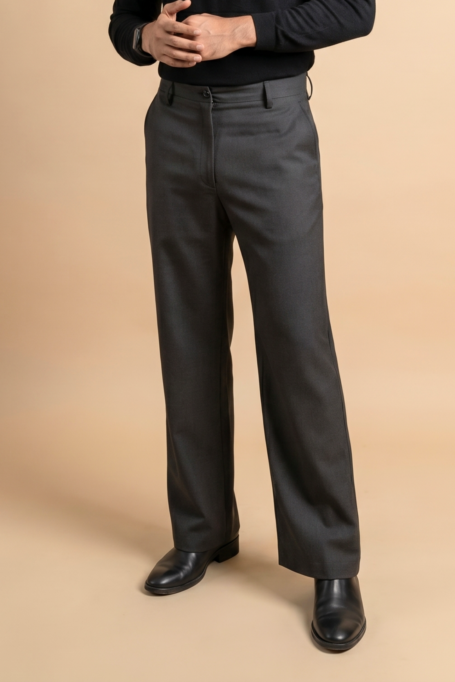 Regent Trousers | Grey | Tailored Wide Leg