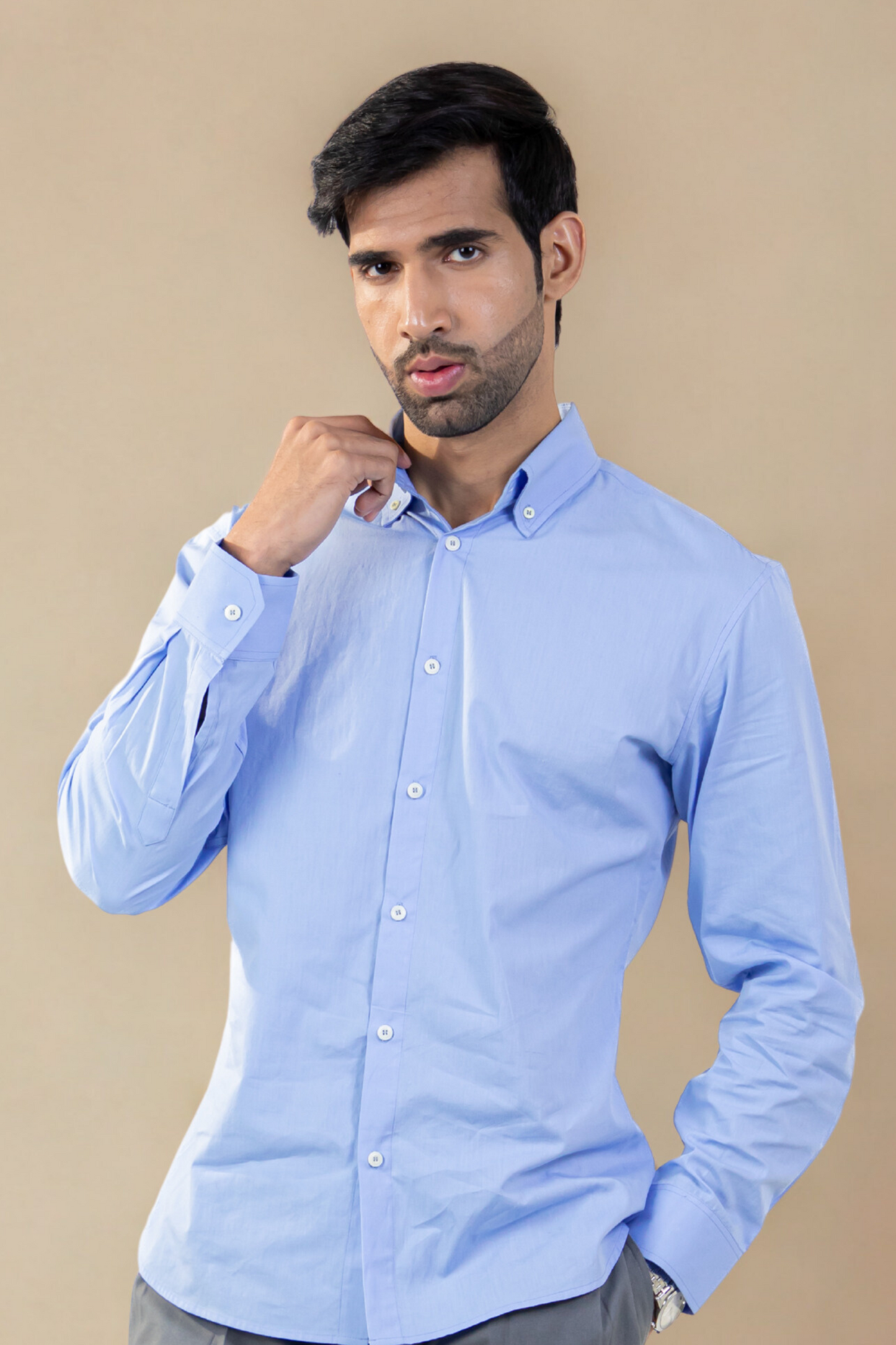 Slim fit Mayfair Shirt | Powder Blue | Organic Cotton