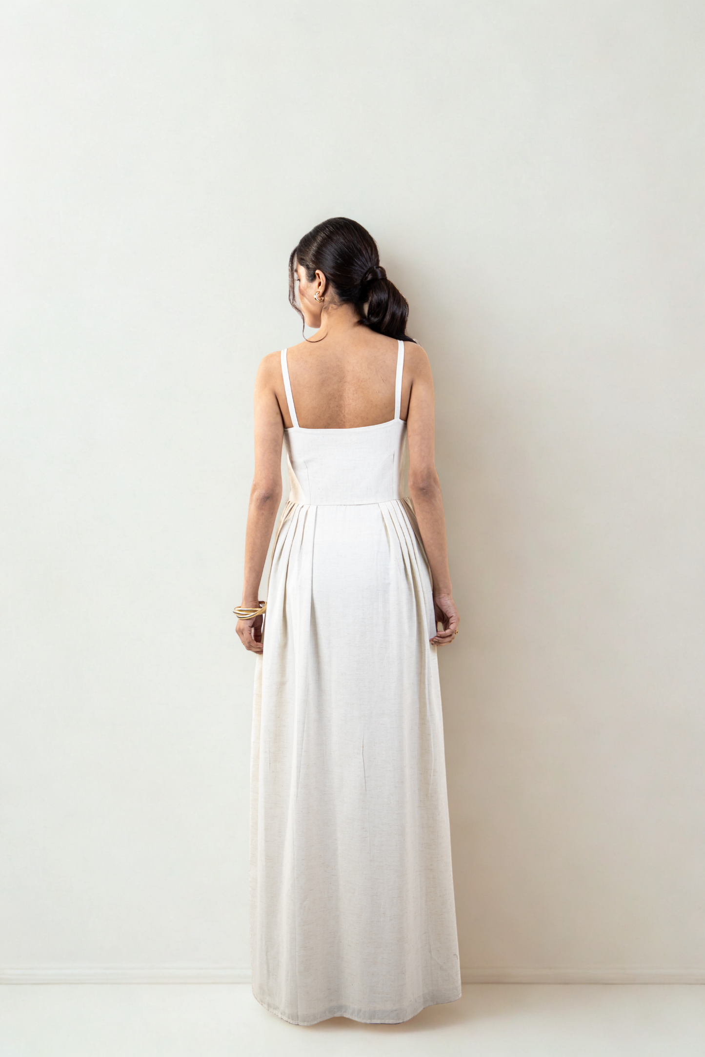 Florence Maxi Dress with pockets | Beige  | Cotton Khadi