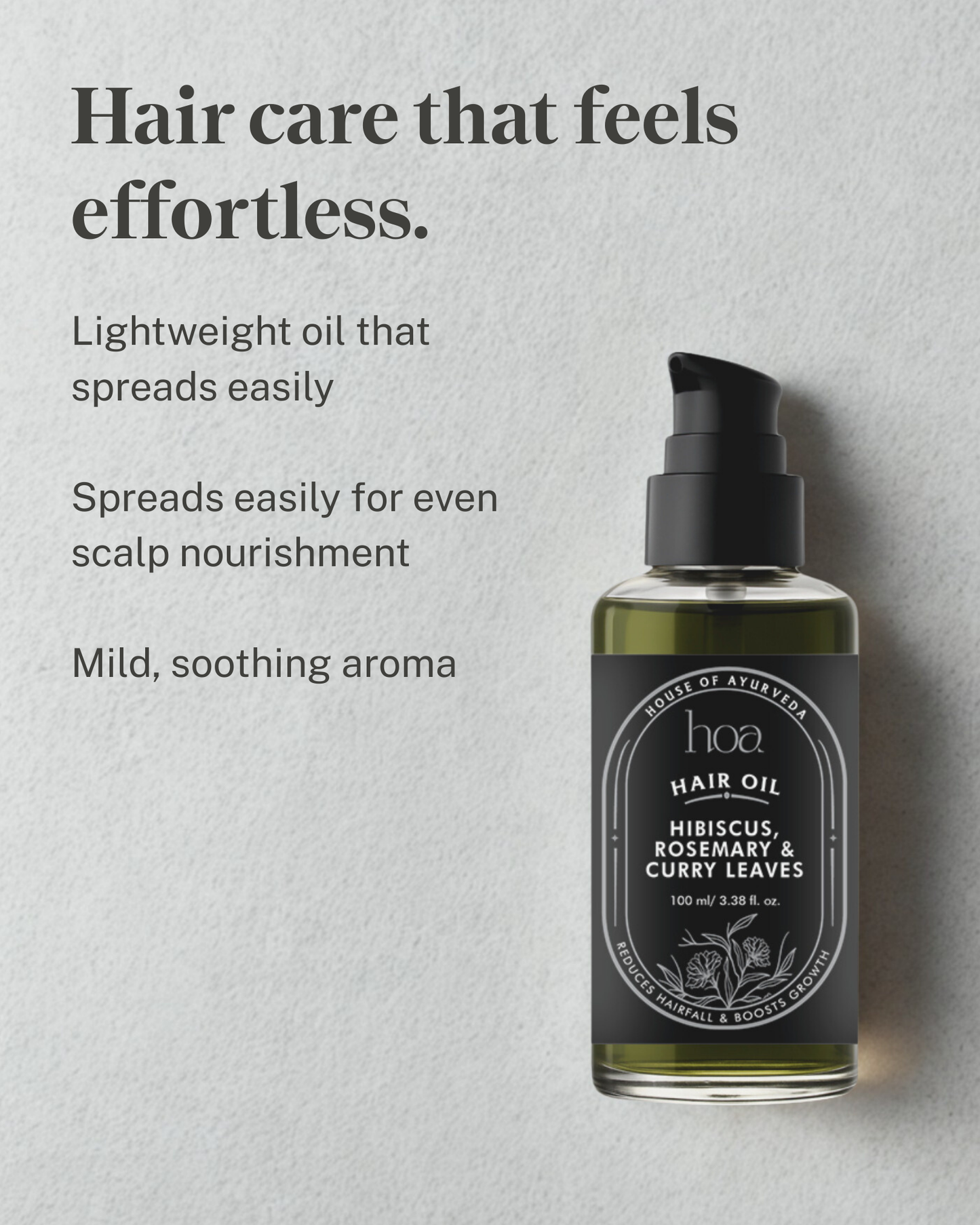 HOA Hibiscus, Rosemary & Curry Leaves Hair Oil