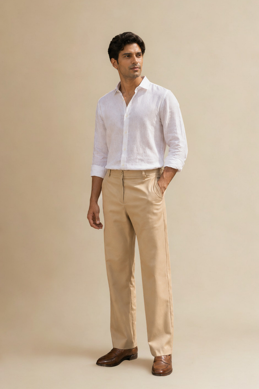 Regent Trousers | Beige | Tailored Wide Leg