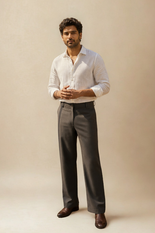 Regent Trousers | Grey | Tailored Wide Leg