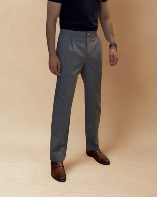 Kensington Trousers | Gunmetal Gray | Relaxed Straight Fit | Organic Cotton Canvas
