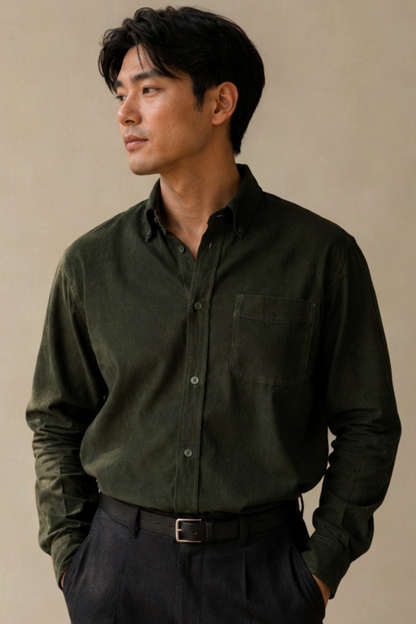 Tokyo Edit Shirt | Moss Green | Japanese Cotton