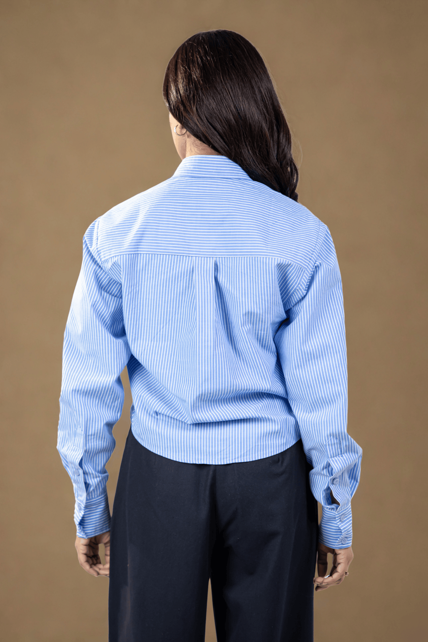 Crop Shirt | Classic Blue & White Stripes | Cotton