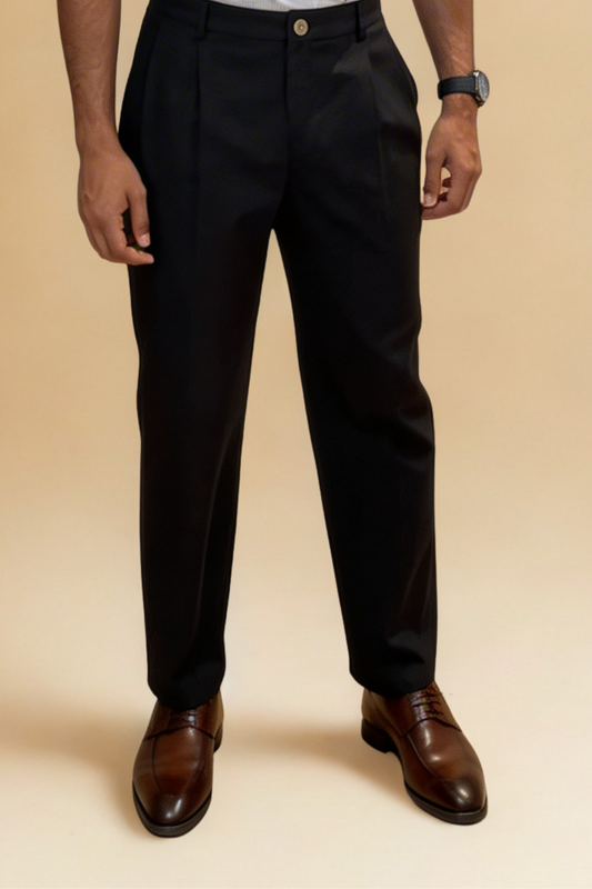 Kensington Trousers | Black | Relaxed Straight Fit | Organic Cotton Canvas
