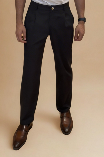 Kensington Trousers | Black | Relaxed Straight Fit | Organic Cotton Canvas