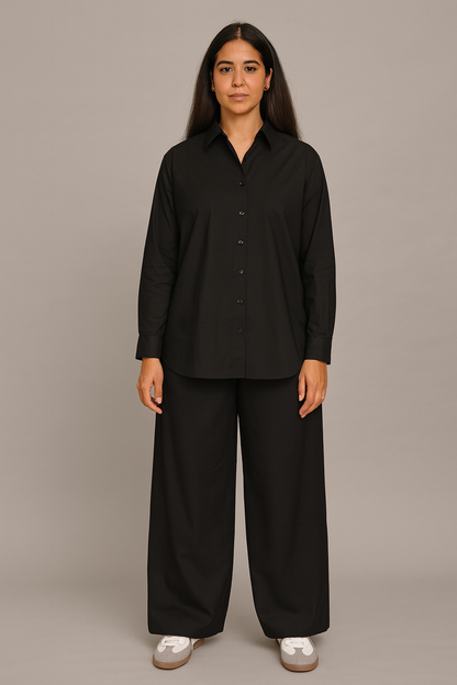 Omay Classic Black Oxford Shirt - 100% Cotton