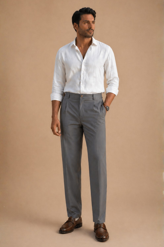 Kensington Trousers | Gunmetal Grey | Relaxed Straight Fit | Organic Cotton Canvas