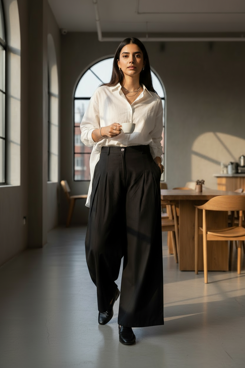 Omay Black Windsor Trousers - Cotton Khadi