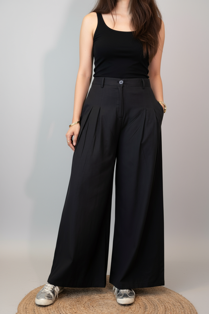 Omay Black Windsor Trousers - Cotton Khadi