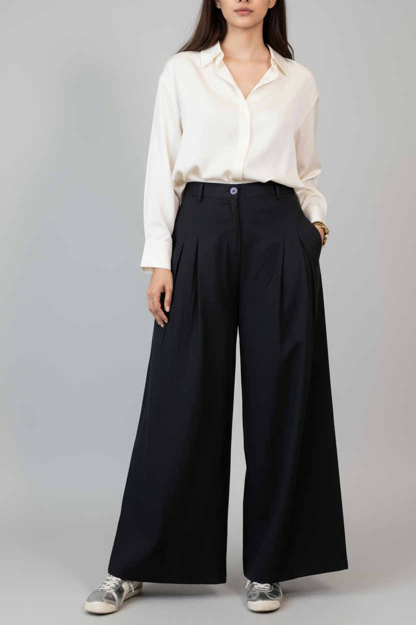 Omay Black Windsor Trousers - Cotton Khadi