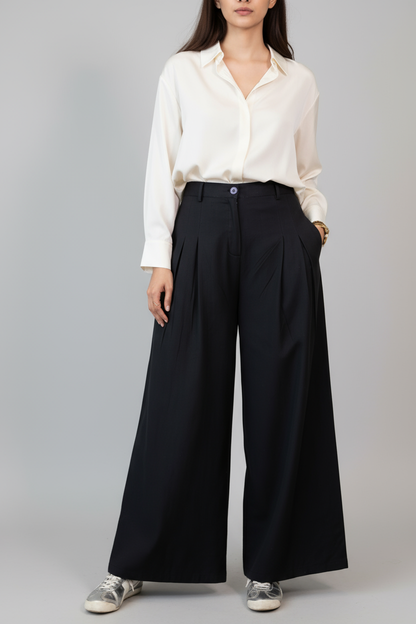 Omay Black Windsor Trousers - Cotton Khadi