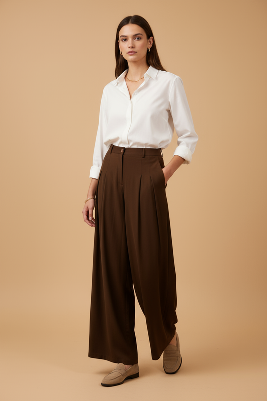 Omay Brown Windsor Trousers - Cotton Khadi