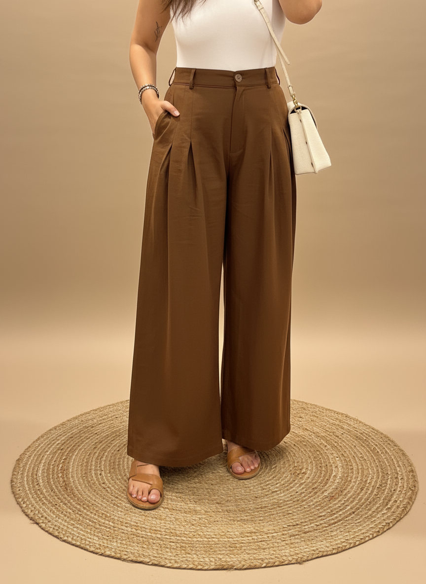 Omay Brown Windsor Trousers - Cotton Khadi