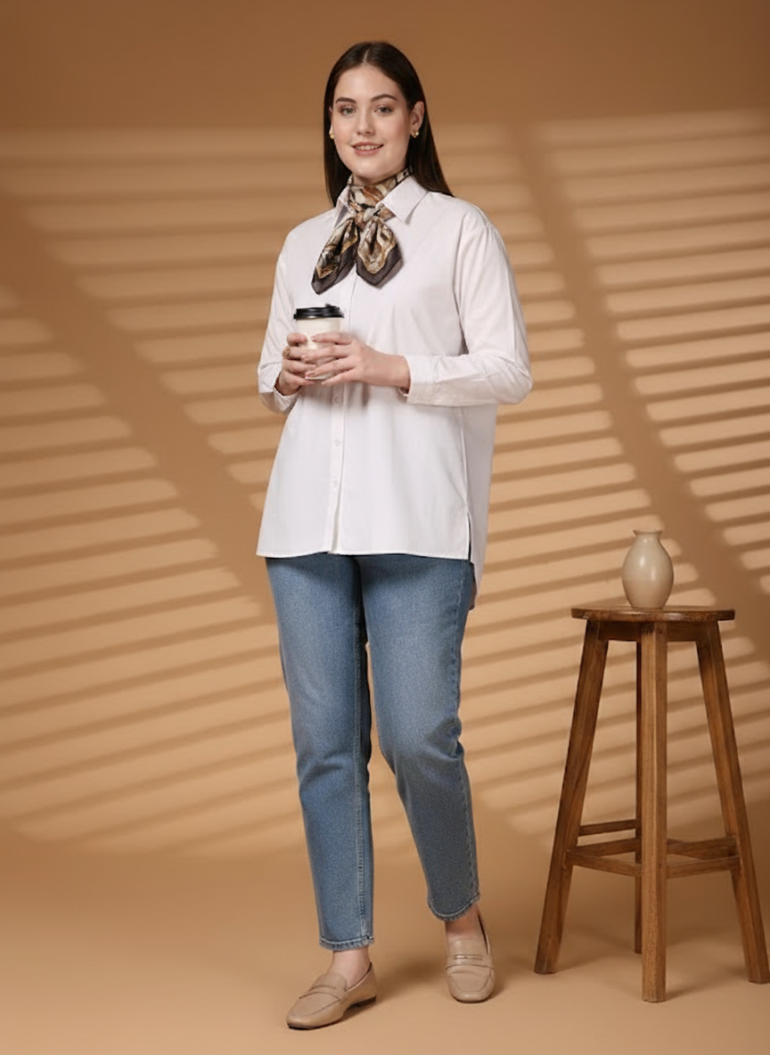 Omay Classic White Oxford Shirt - 100% Cotton