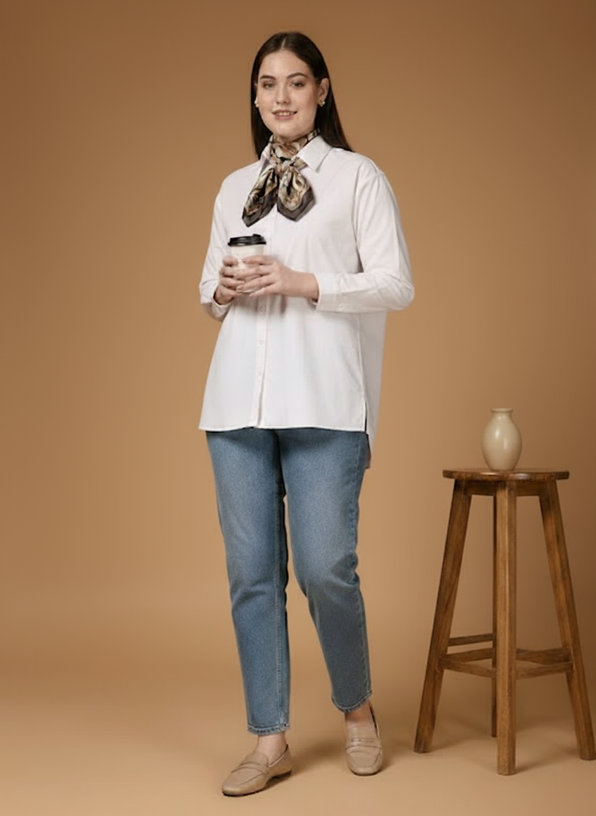 Omay Classic White Oxford Shirt - 100% Cotton